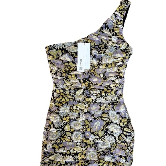 ZARA NWT One Shoulder Ruched Mini Dress Size XS in Floral Multi Print - Picture 14 of 14
